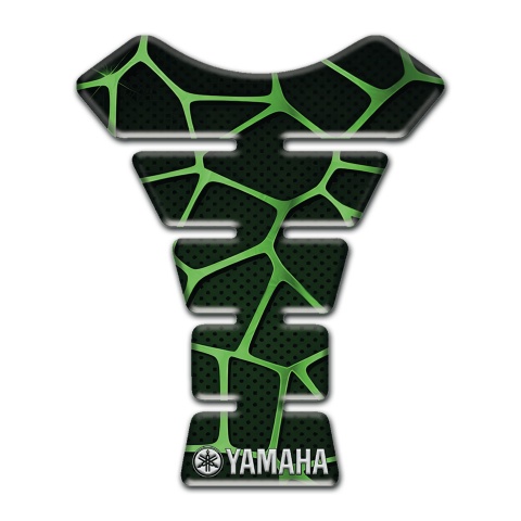 Yamaha Tank Guard Pads Black background with Green Patterns Type 