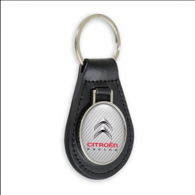 Citroen Racing Keyring Holder Leather White Carbon Design