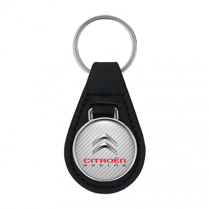 Citroen Racing Keyring Holder Leather White Carbon Design