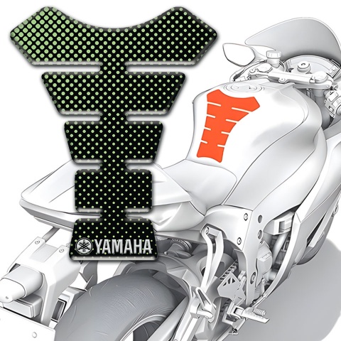 Yamaha Tank Pad Motorbike Green Dots Design White Logo 