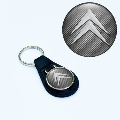 Citroen Keyring Holder Leather Carbon Silver Design