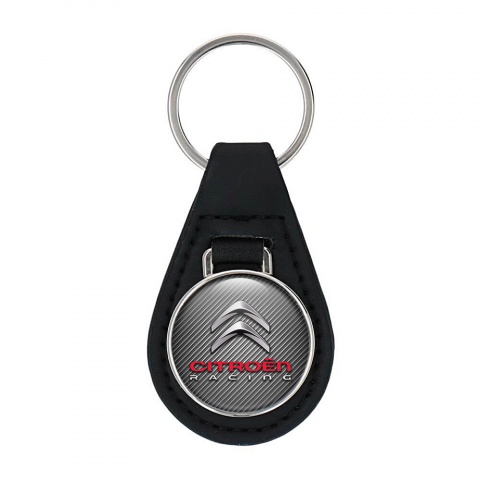 Citroen Racing Leather Keychain Carbon Silver Design