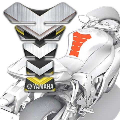 Yamaha Tank Guard Pads Silver Yellow Elements Type 