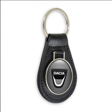 Dacia Leather Keychain Silver Carbon Design