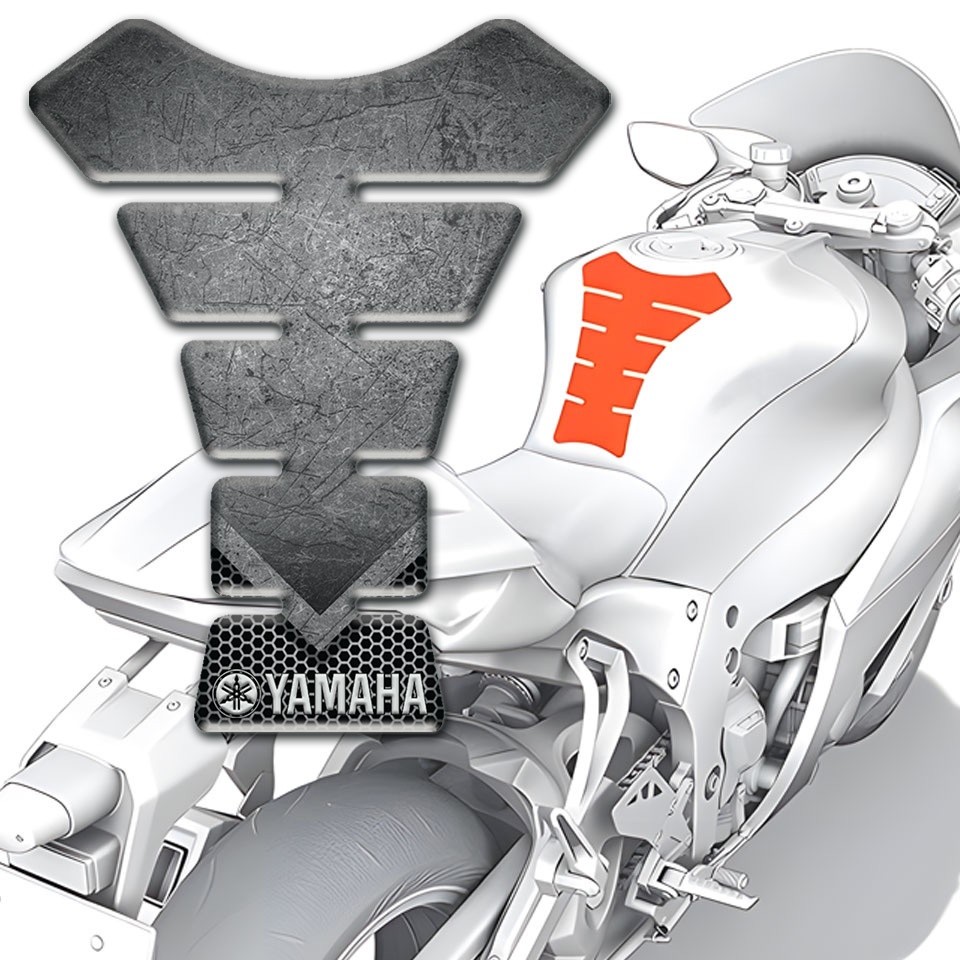 Yamaha Tank Pad Motorbike Edition Scratched Plate Effect | Tank ...