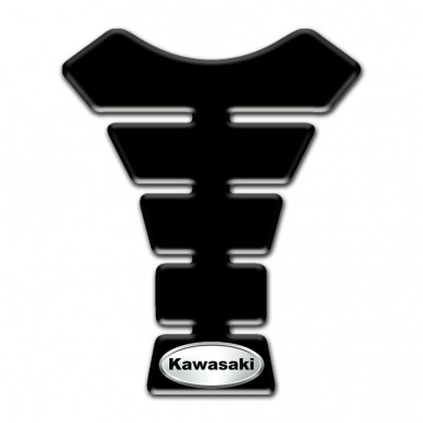 Kawasaki Tank Protector Black Base Silver Oval Logo 