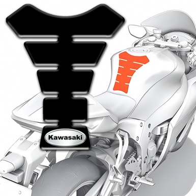Kawasaki Tank Protector Black Base Silver Oval Logo 