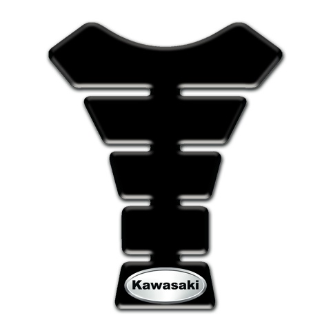 Kawasaki Tank Protector Black Base Silver Oval Logo 