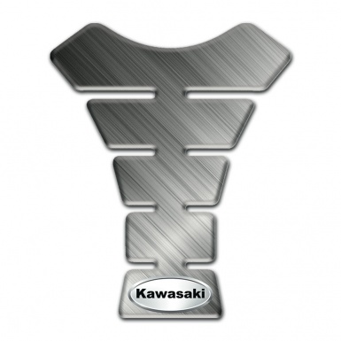 Kawasaki Tank Guard Pads Matte Base Design Oval Silver logo 