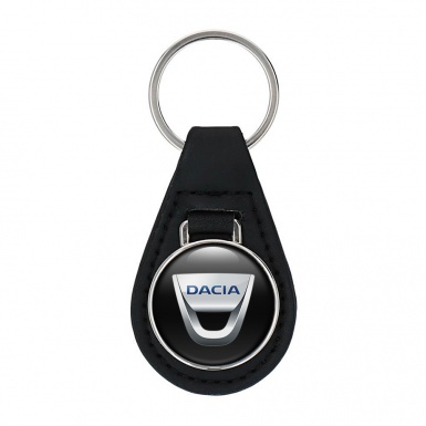 Dacia Leather Keychain Black Silver Color Design