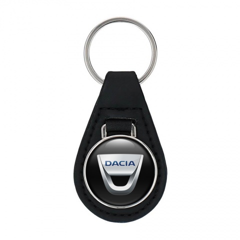Dacia Leather Keychain Black Silver Color Design