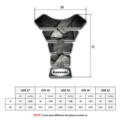 Kawasaki Tank Pad Protector Mixed Gray Black Colors base and Silver Oval Logo 