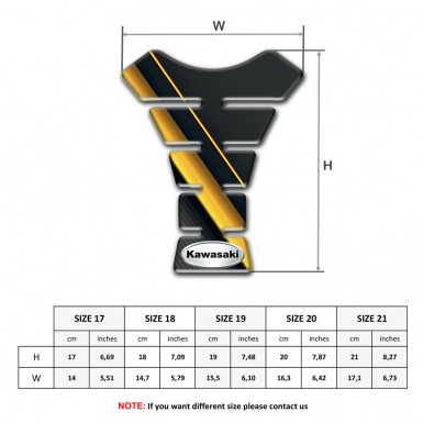 Kawasaki Tank Protector Diagonal Yellow Tapes Base Oval Silver logo Style 