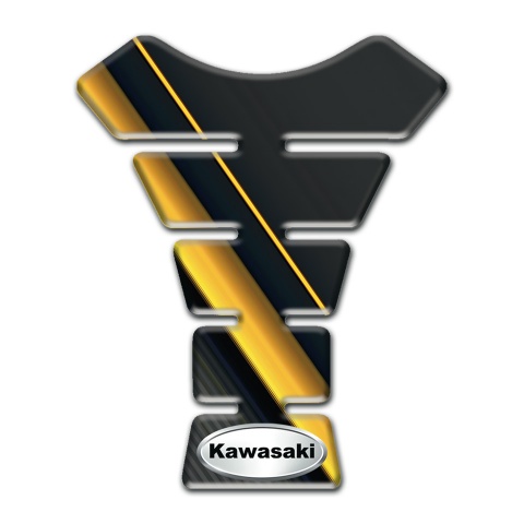 Kawasaki Tank Protector Diagonal Yellow Tapes Base Oval Silver logo Style 