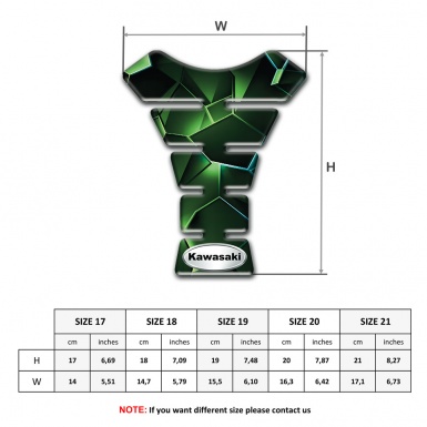 Kawasaki Tank Pad Motorbike Green Diamond Effect Style 