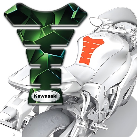 Kawasaki Tank Pad Motorbike Green Diamond Effect Style 