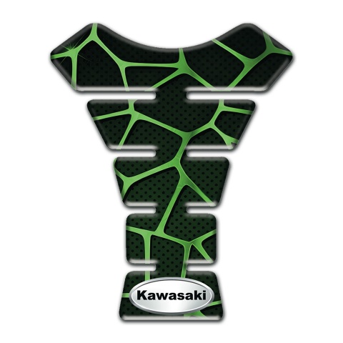 Kawasaki Tank Pad Motorbike Black base with Green Patterns Style 