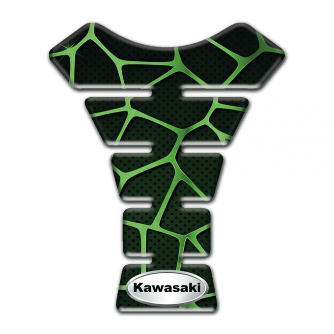 Kawasaki Tank Pad Motorbike Black base with Green Patterns Style 
