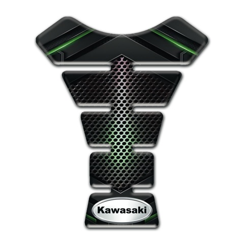 Kawasaki Tank Protector Green Shadow Style with Oval silver Logo 