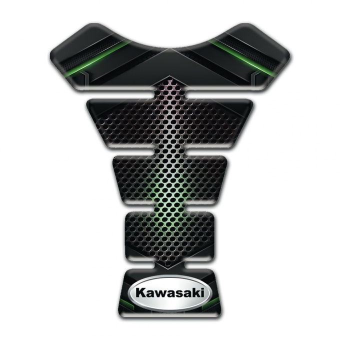 Kawasaki Tank Protector Green Shadow Style with Oval silver Logo 