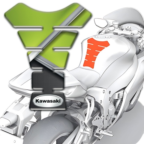 Kawasaki Tank Pad Protector Black Green Style Oval Logo Edition 