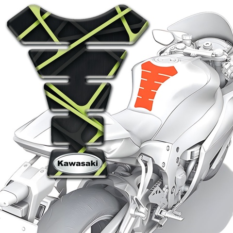 Kawasaki Tank Fuse Green Stripes Style Oval Logo 