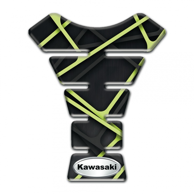 Kawasaki Tank Fuse Green Stripes Style Oval Logo 