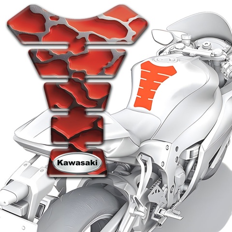 Kawasaki Tank Protector Red parts base Silver Oval Logo 