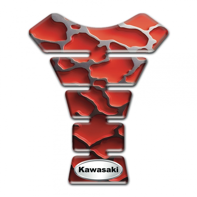 Kawasaki Tank Protector Red parts base Silver Oval Logo 