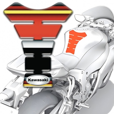 Kawasaki Tank Protector Multicolored Base and Oval Silver logo Style 