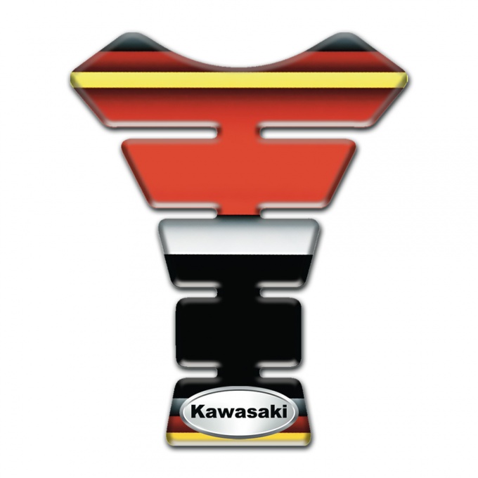 Kawasaki Tank Protector Multicolored Base and Oval Silver logo Style 