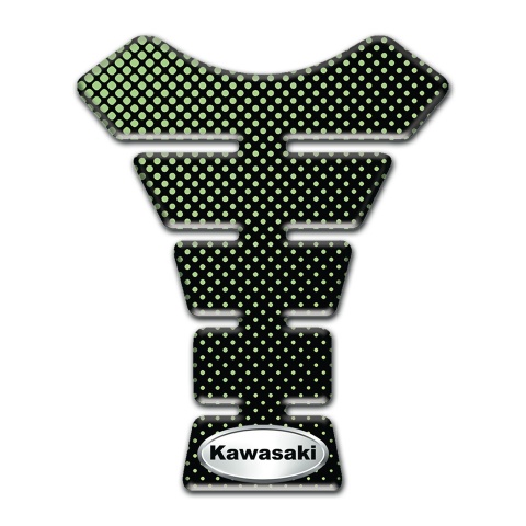 Kawasaki Tank Pad Protector Green Dots Style with Oval Silver logo 