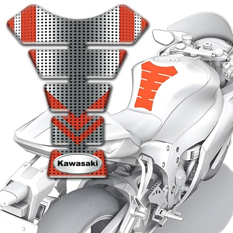 Kawasaki Tank Fuse Gray Red Decoeation wit Oval Logo 