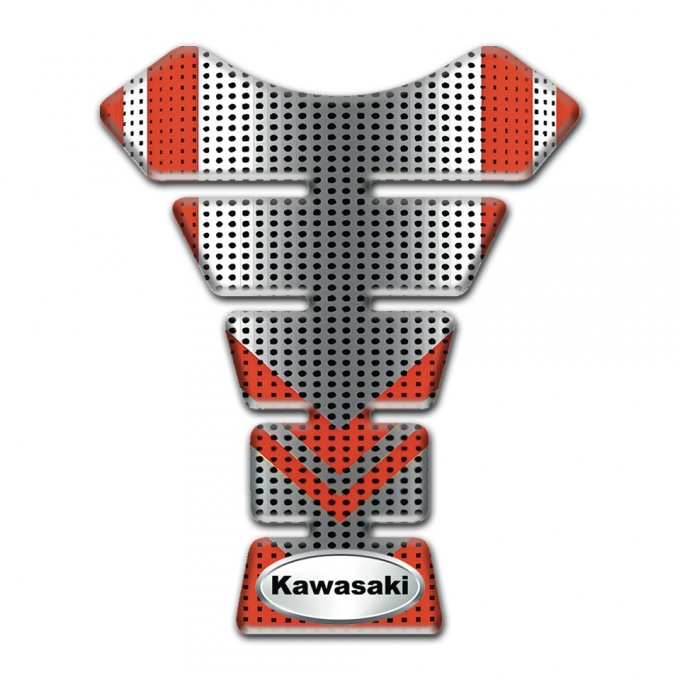 Kawasaki Tank Fuse Gray Red Decoeation wit Oval Logo 