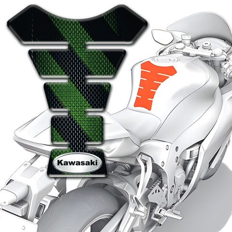 Kawasaki Tank Pad Motorbike Oval Logo with Black Green Base