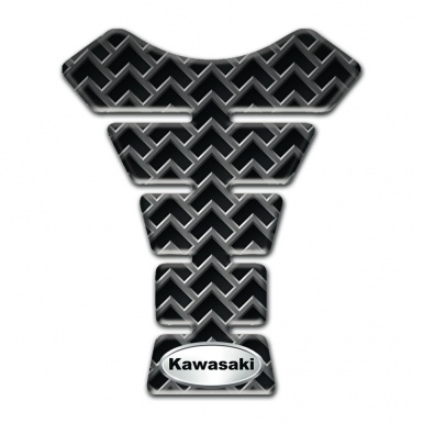 Kawasaki Tank Pad Protector Metal Grid Design with Oval Silver Logo 