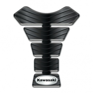 Kawasaki Tank Pad Motorbike Rubber Effect Design and Oval Logo 