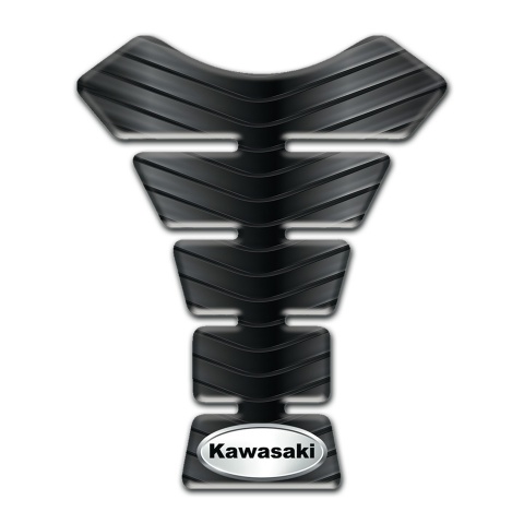 Kawasaki Tank Pad Motorbike Rubber Effect Design and Oval Logo 
