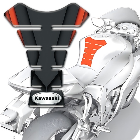 Kawasaki Tank Guard Pads Silver Oval logo Design 