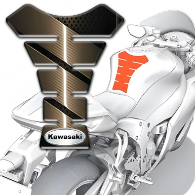 Kawasaki Tank Fuse Bronze Base Design Oval Silver Logo 