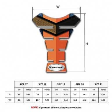 Kawasaki Tank Pad Motorbike Orange Nuance base Oval Silver Logo 