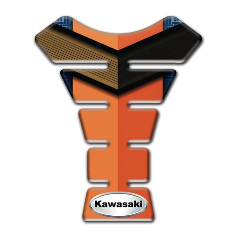 Kawasaki Tank Pad Motorbike Orange Nuance base Oval Silver Logo 