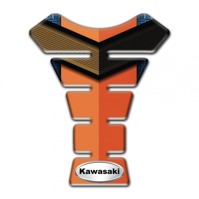 Kawasaki Tank Pad Motorbike Orange Nuance base Oval Silver Logo 