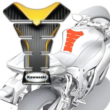 Kawasaki Tank Protector Stylish Gray Yellow model with Oval Logo 
