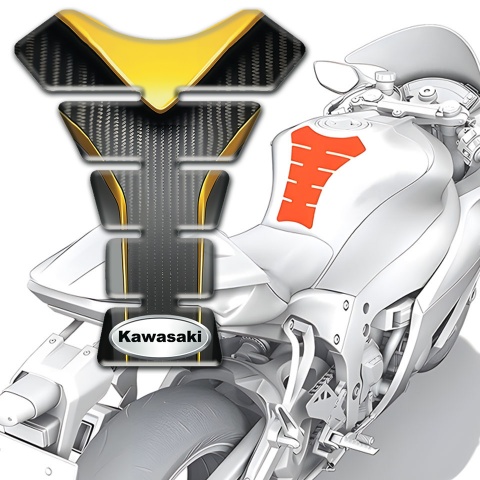 Kawasaki Tank Protector Stylish Gray Yellow model with Oval Logo 