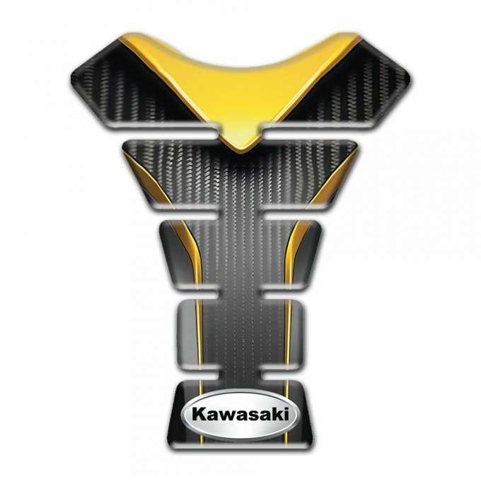 Kawasaki Tank Protector Stylish Gray Yellow model with Oval Logo 