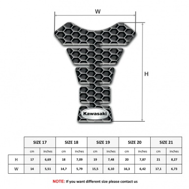 Kawasaki Tank Guard Pads Honeycomb Base Design Oval Logo 