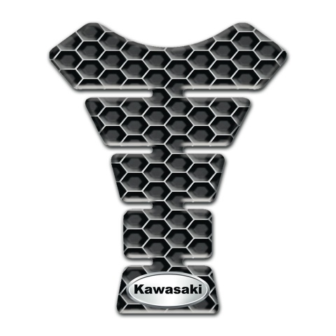 Kawasaki Tank Guard Pads Honeycomb Base Design Oval Logo 