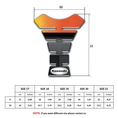 Kawasaki Tank Pad Protector Orange Black Base Style Oval Silver logo 