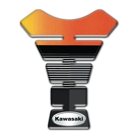 Kawasaki Tank Pad Protector Orange Black Base Style Oval Silver logo 